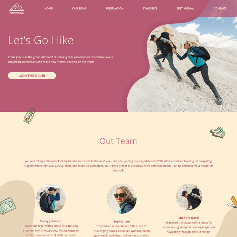 Hiking Club - Website in html