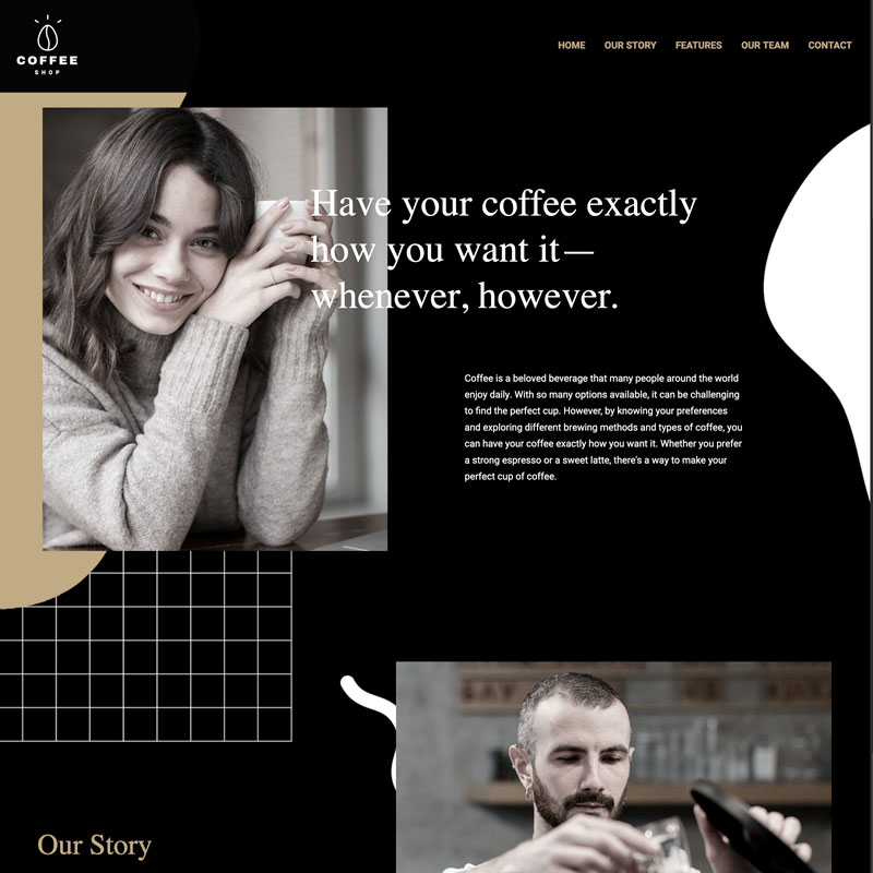 Coffe shop website in html
